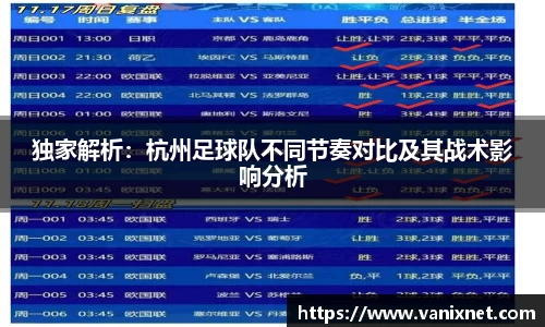 独家解析：杭州足球队不同节奏对比及其战术影响分析